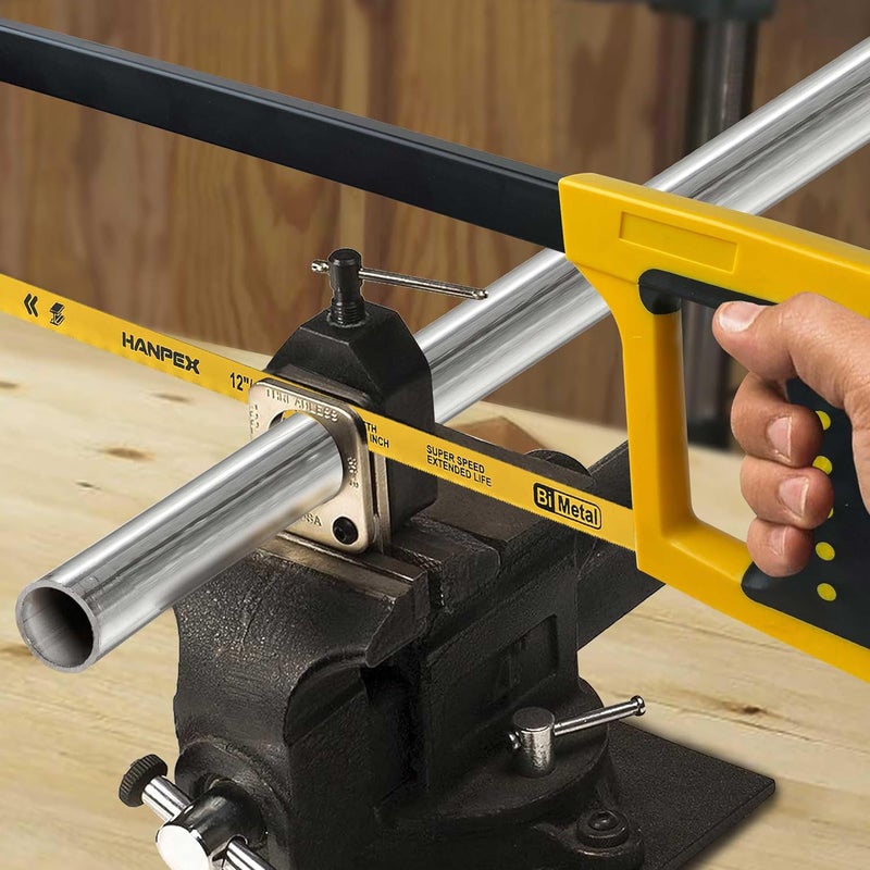 Hanpex 12inch High-Tension Hacksaw Frame with 24 TPI Bi-metal Blade, Hand Saw Suitable for Metal, wood, PVC, Carpentry - Image 4
